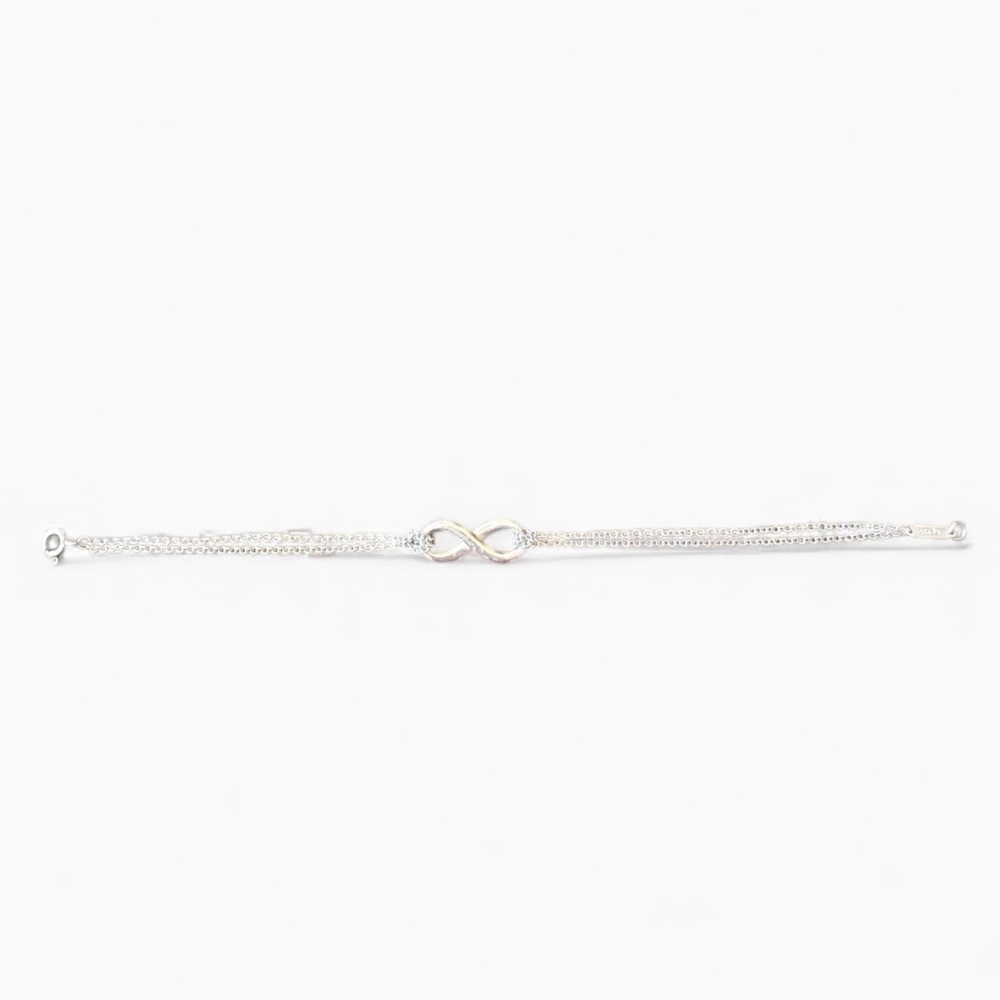 Tiffany & Co. Infinity Double Chain Bracelet 925 Sterling Silver – 7” - Picture 8 of 10